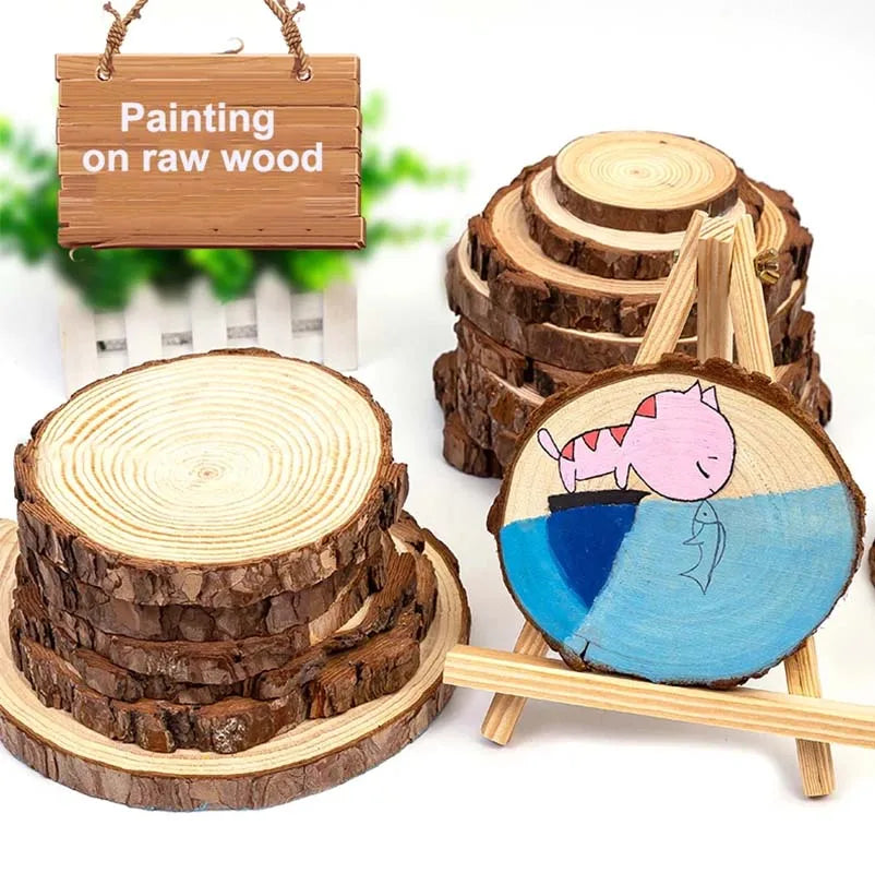 3-16CM Thick Natural Pine Round Unfinished Viking Wood Slices Circles