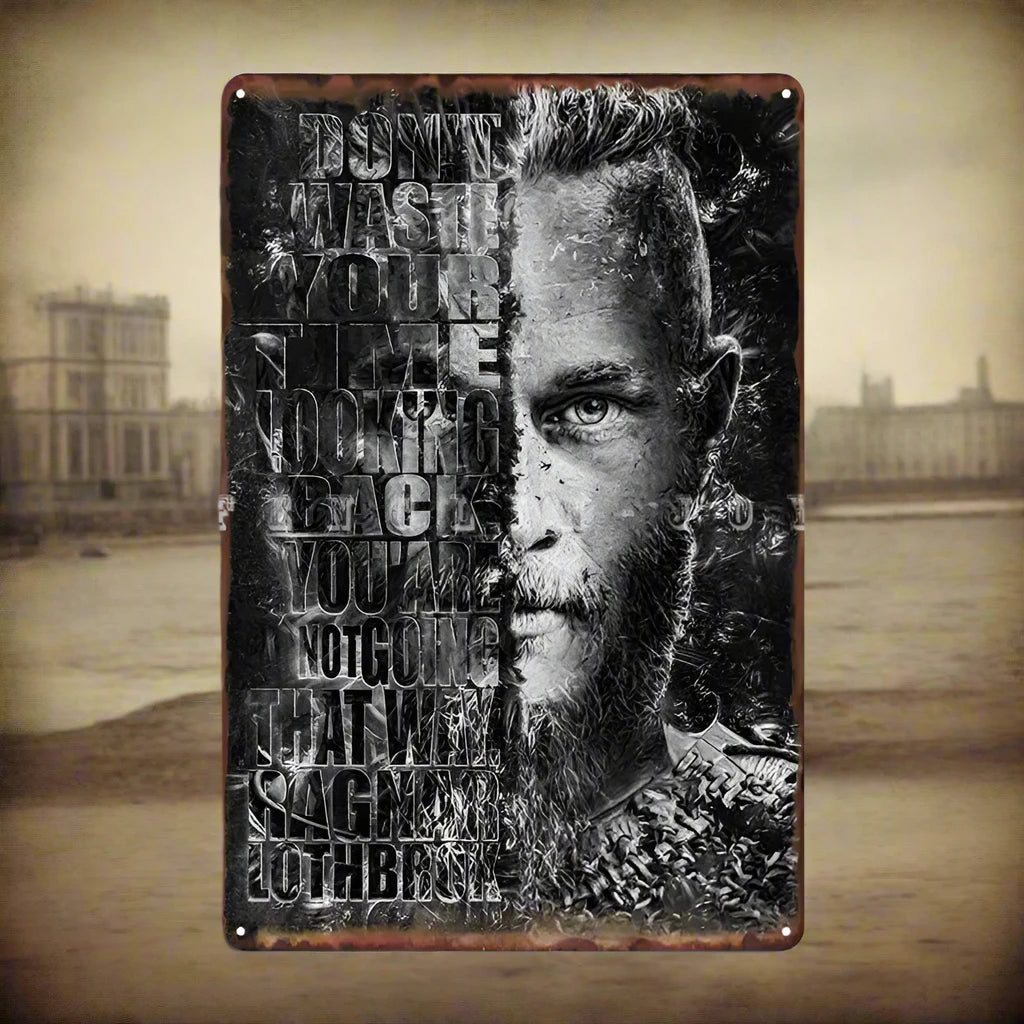 Ragnar Lothbrok バイキングメタルプラークポスター壁壁画