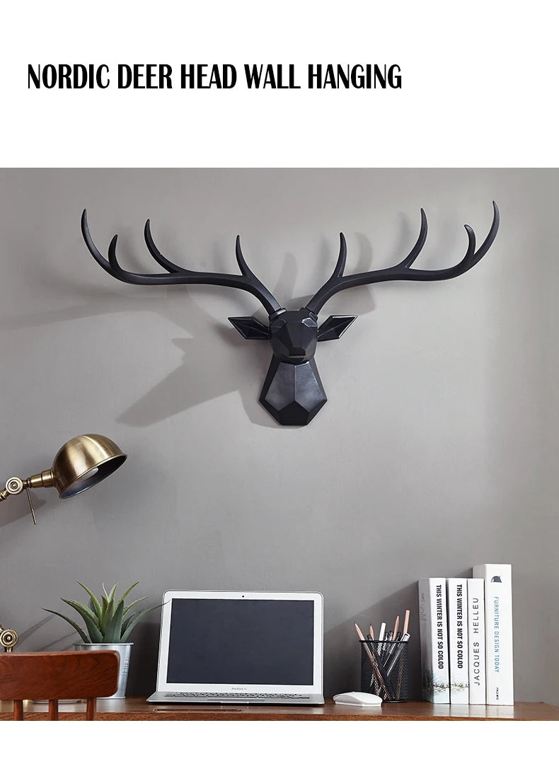 Nordic Lucky Deer Head Wall Hanging Creative Deer Wall Pendant Viking Home Decor