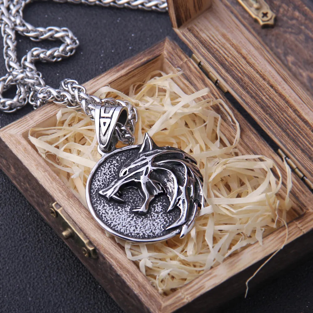 Wolf Head Viking Necklace