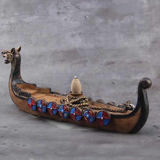 Waterfall Incense Burner Ceramic Incense Holder Viking Dragon Boat