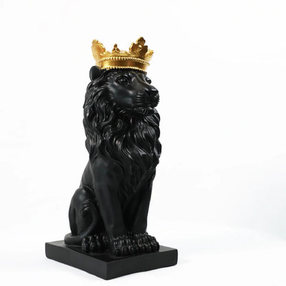 Ágrip Resin Crown Lion King Skúlptúr Dýrastyttan Handverksfígúra Viking Home Decor