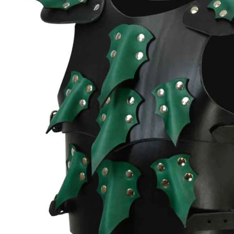 Læder Cuirass frakke Vest Ridder Kostume Rekvisitter Outfit Top Dragon Scale Viking Armor