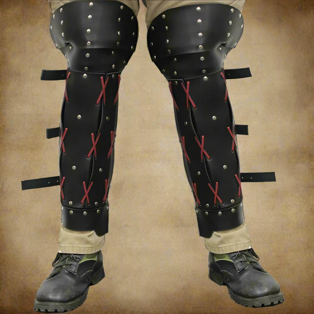 Steampunk Samurai Archer Armor Gaiter Half Chaps Leather Greaves Knight Shin Viking Protector