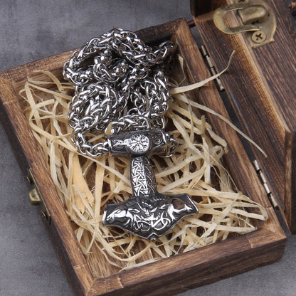 Thor Hammer Mjolnir Odin Goat Viking Necklace