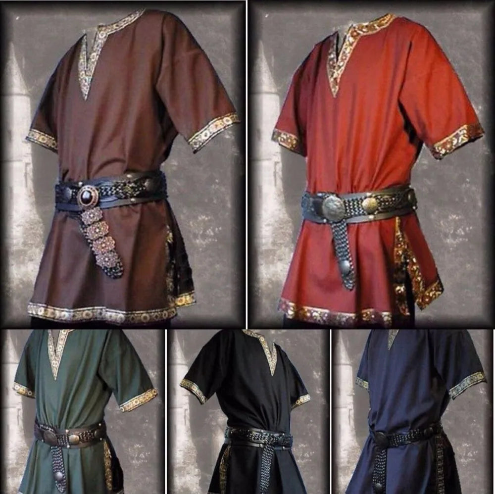 Camisa superior vikinga pirata sajona LARP para hombres adultos