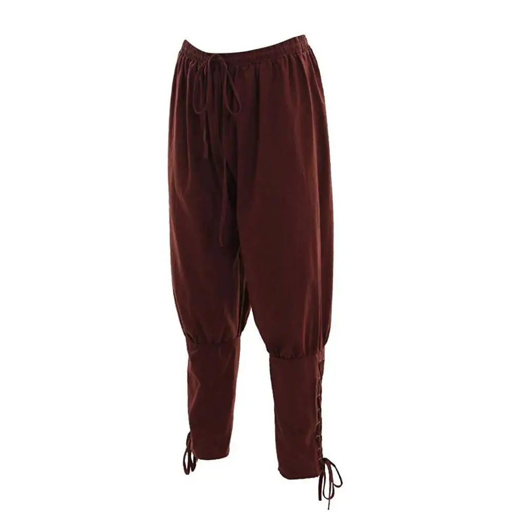 Pantalón vikingo con vendaje de pierna de navegador marrón negro