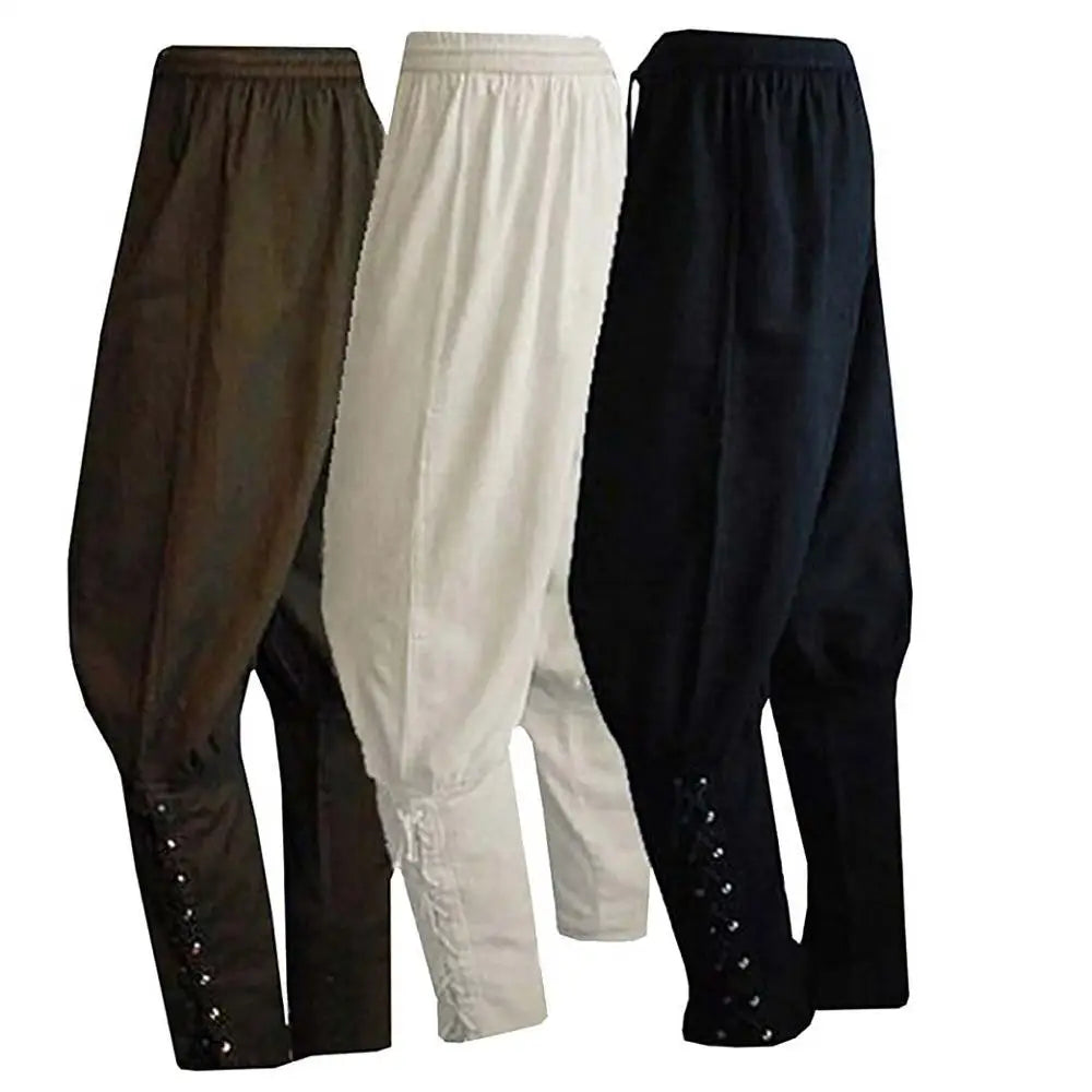 Pantalón vikingo con vendaje de pierna de navegador marrón negro