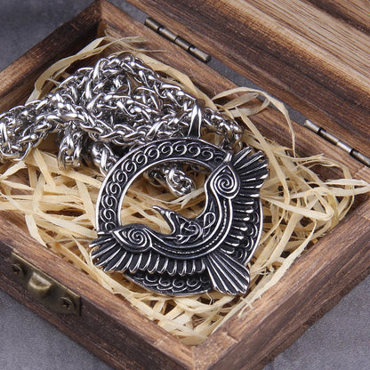 Collier Viking amulette Triple corne d'Odin Raven