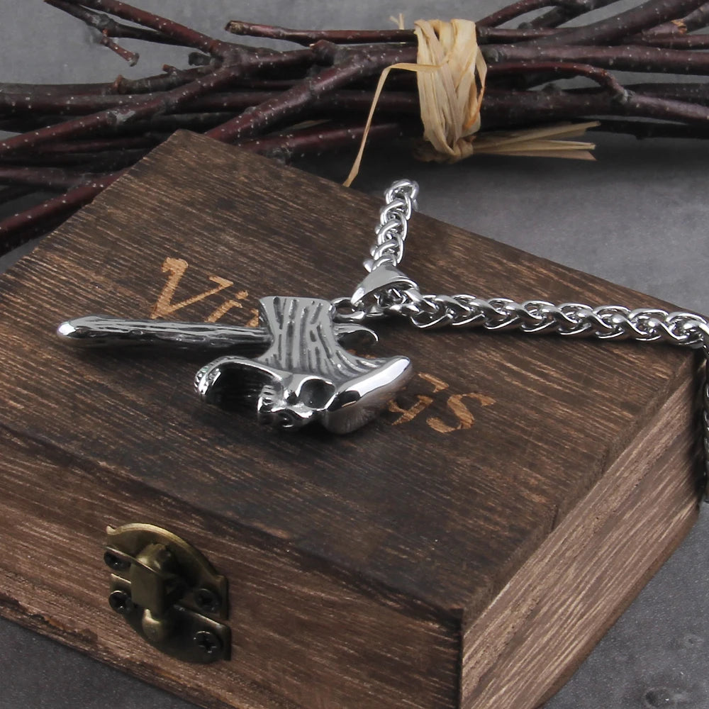 Skull Axe Viking Necklace