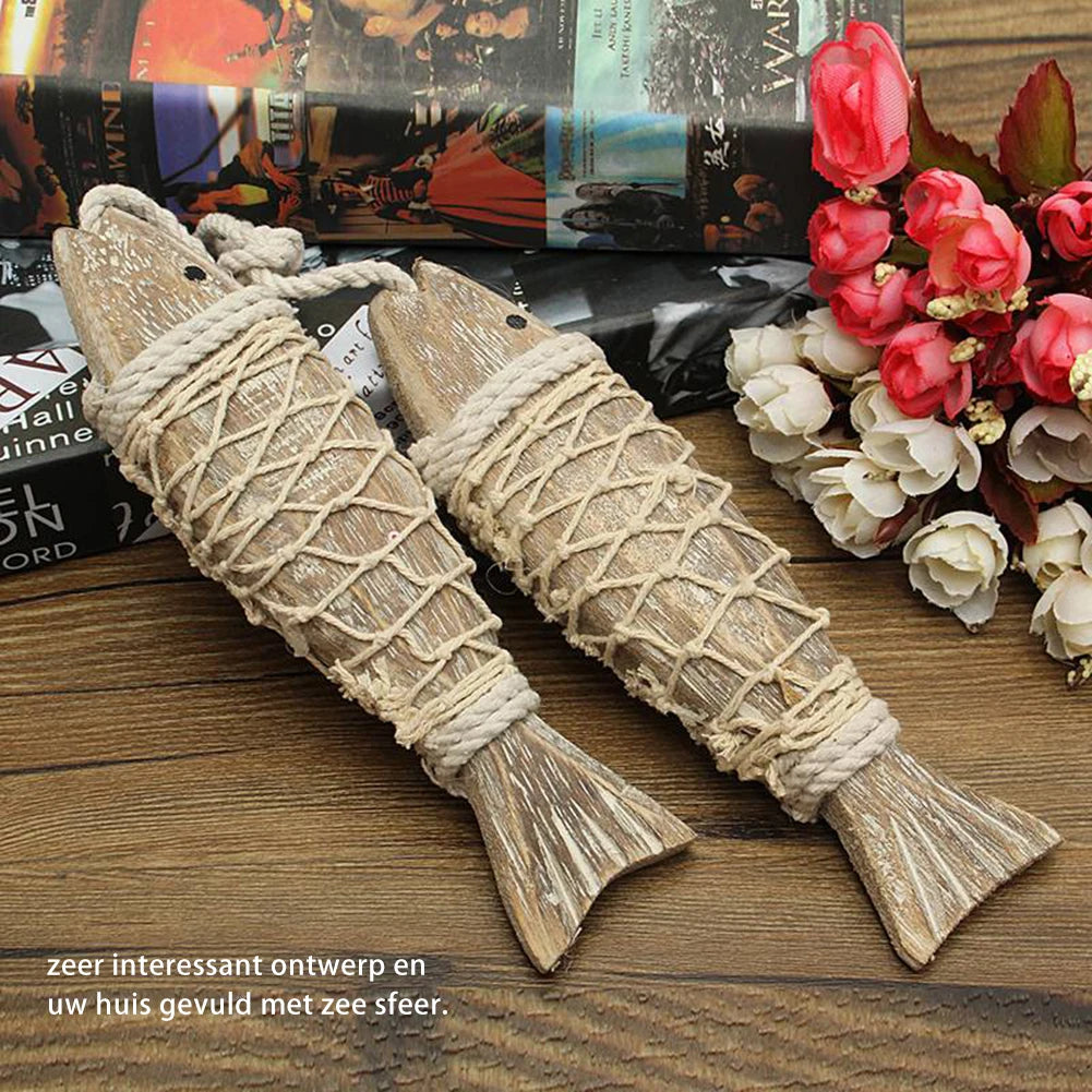 Wooden fish wall art for marine-inspired viking decor