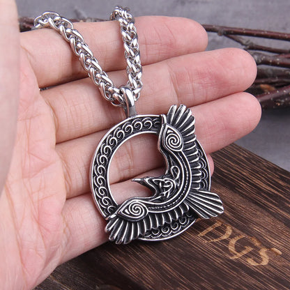 Collier Viking amulette Triple corne d'Odin Raven