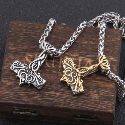 Viking Mix Gold Color Mjolnir Necklace