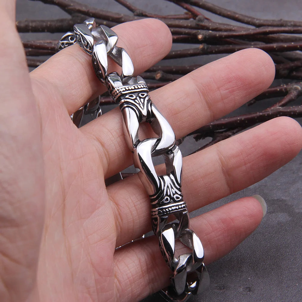 Curb Cuban Chain Silver Color Viking Bracelets