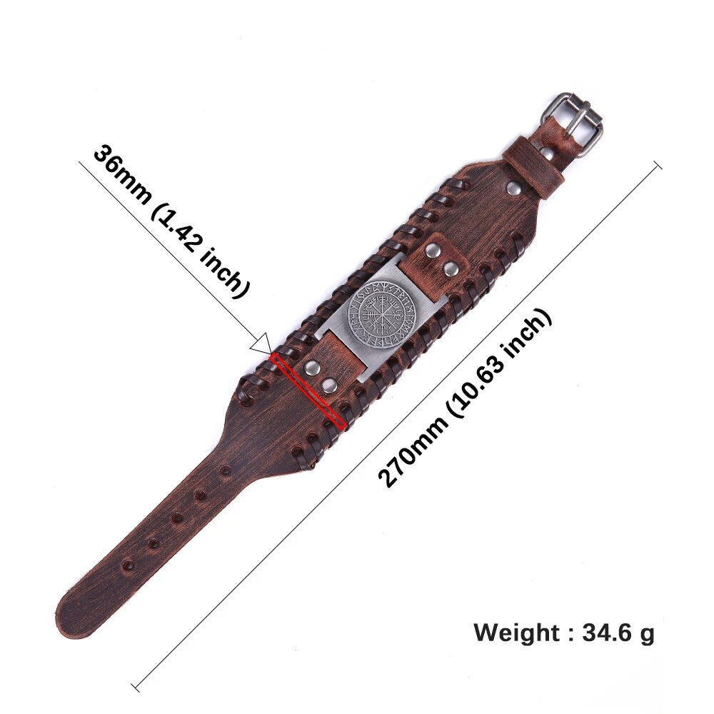 Charm Wide Leather Bracelet - TripleViking