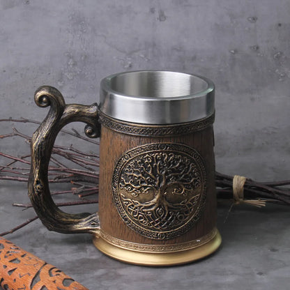 Taza Vikingo Árbol De La Vida Drakkar Tankard