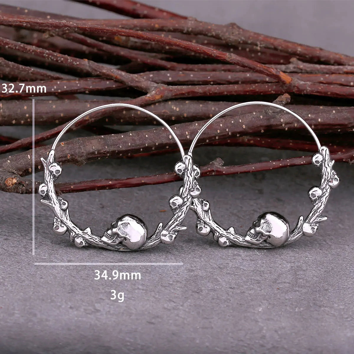 New Design Skull Hoop Viking Earrings