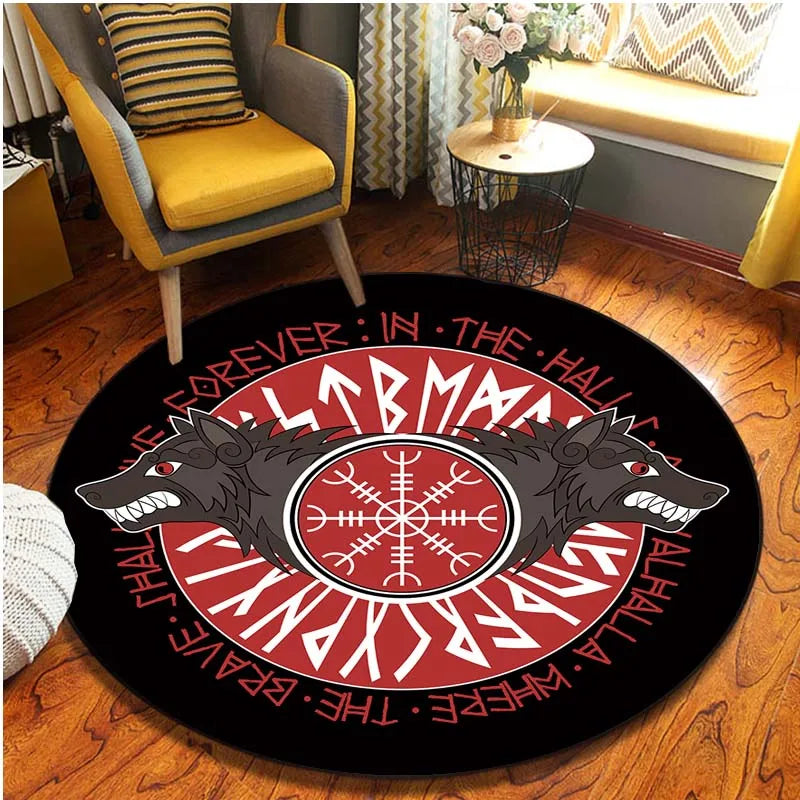 Norre Viking Pattern Circular Area Rug