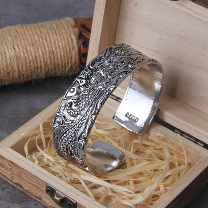 Alloy Metal Dragon Bangle - TripleViking