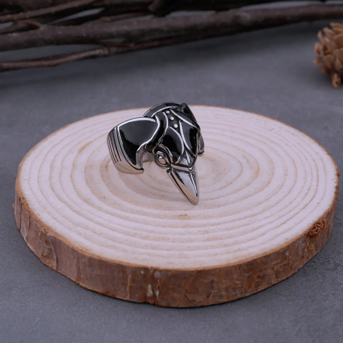 Stainless Steel Nordic Raven Viking Ring