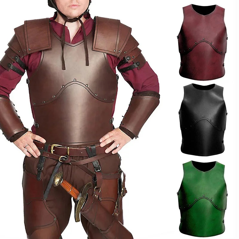 Cool Knight Body Borstpantser PU-leer Piraatkuras Halloween-outfit Viking-borstplaat