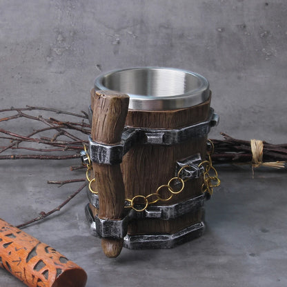 Tasse à bière Viking en bois de style Viking