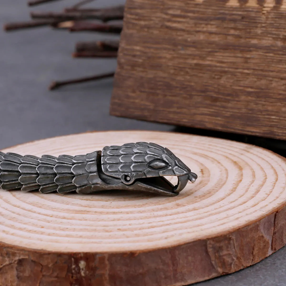 Vintage Vikings Black Snake Chain Bracelet