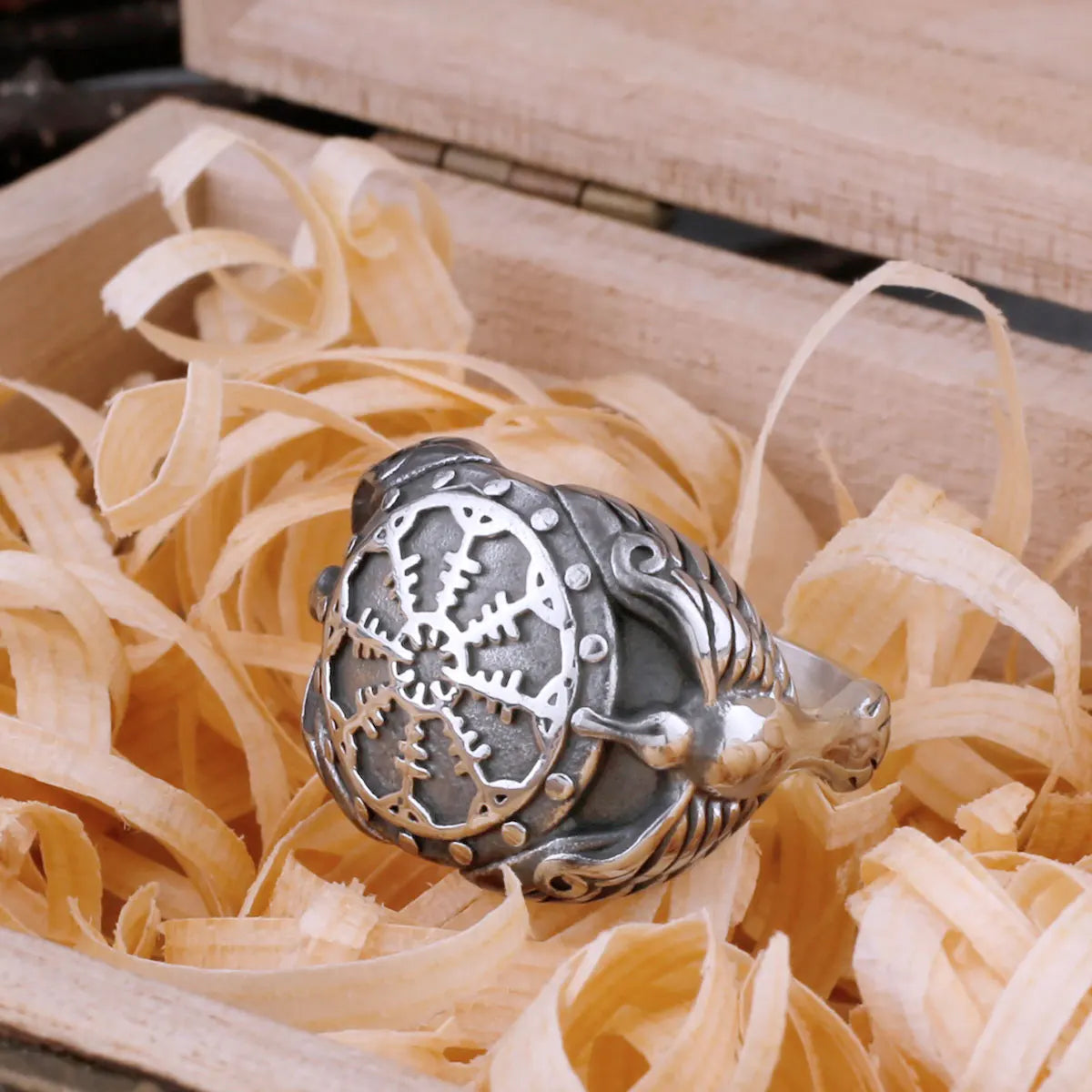 Nordic Compass Mythology Odin Compass Amulet Rune Retro Viking Ring