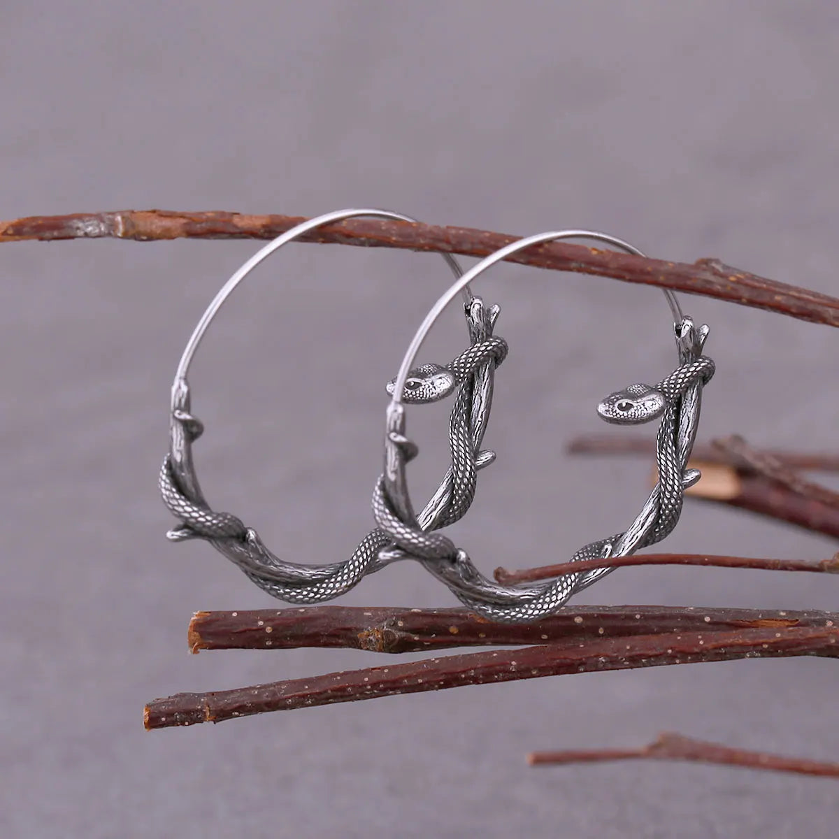 Simple Viking Gothic Animal Snake Hoop Earrings