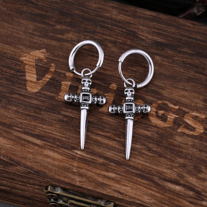 Diamond Cross Skull Earrings - TripleViking