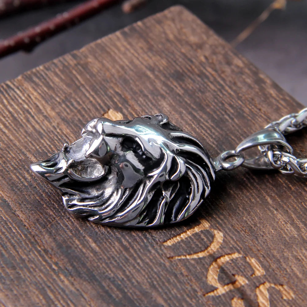 Lion King Head Viking Necklace