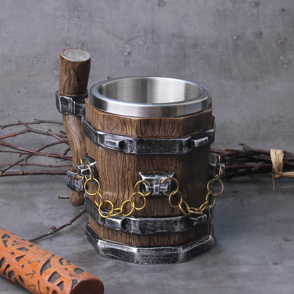 Tasse à bière Viking en bois de style Viking