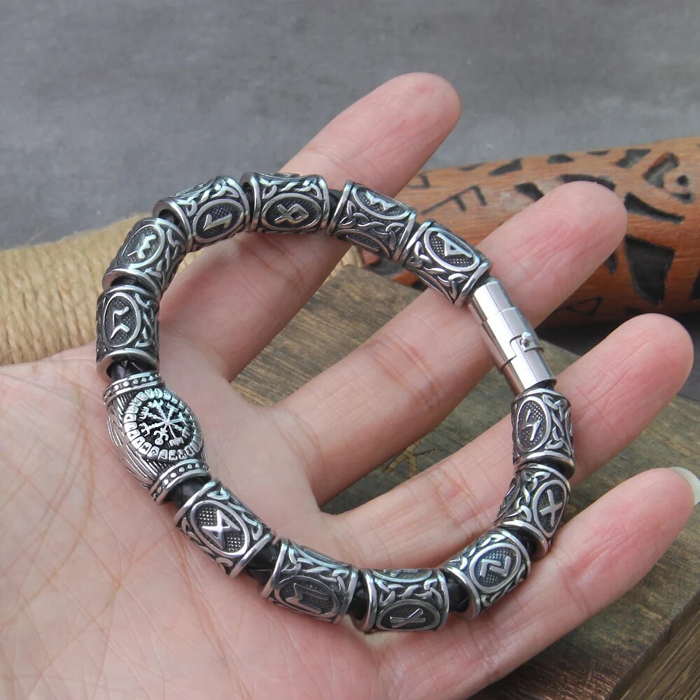Runes Beads Men Bracelet - TripleViking