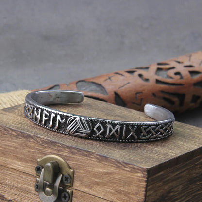 Raven Nordic Rune Bangle - TripleViking