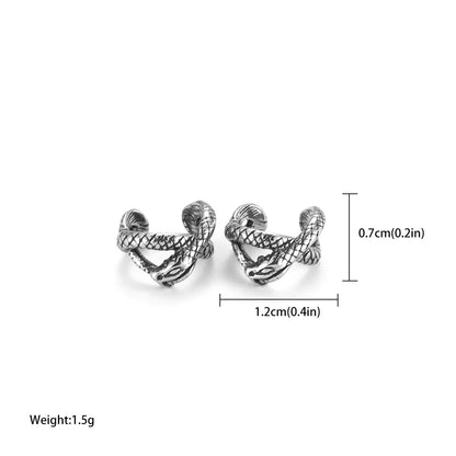 Viking Stainless Steel Snake Winding Clip Earring Jewelry