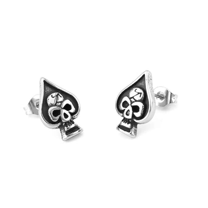 Spade Skull Stud Earrings - TripleViking