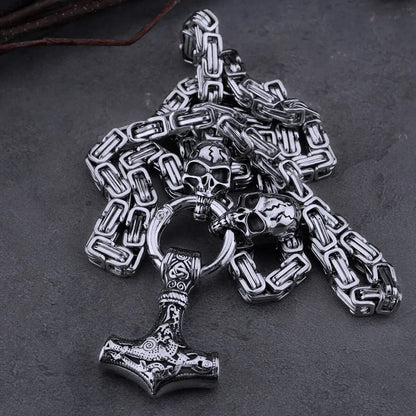 Skull Thor's Hammer Necklace - TripleViking