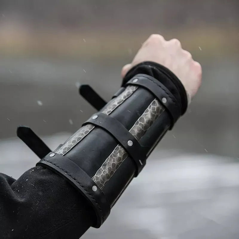 Viking Pirate Knight Leather Gauntlet Wristband Bracers