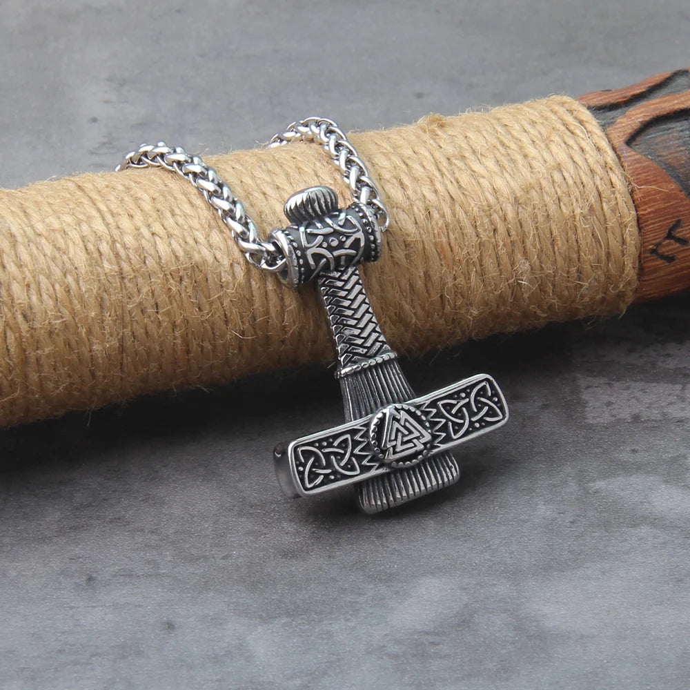 Thor's Hammer With Norwegian Rune Viking Necklace