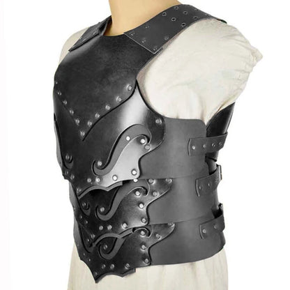 Knight Gladiator Pirate PU Læder Cuirass Cosplay Kostume Outfit Brystplade Viking Armor