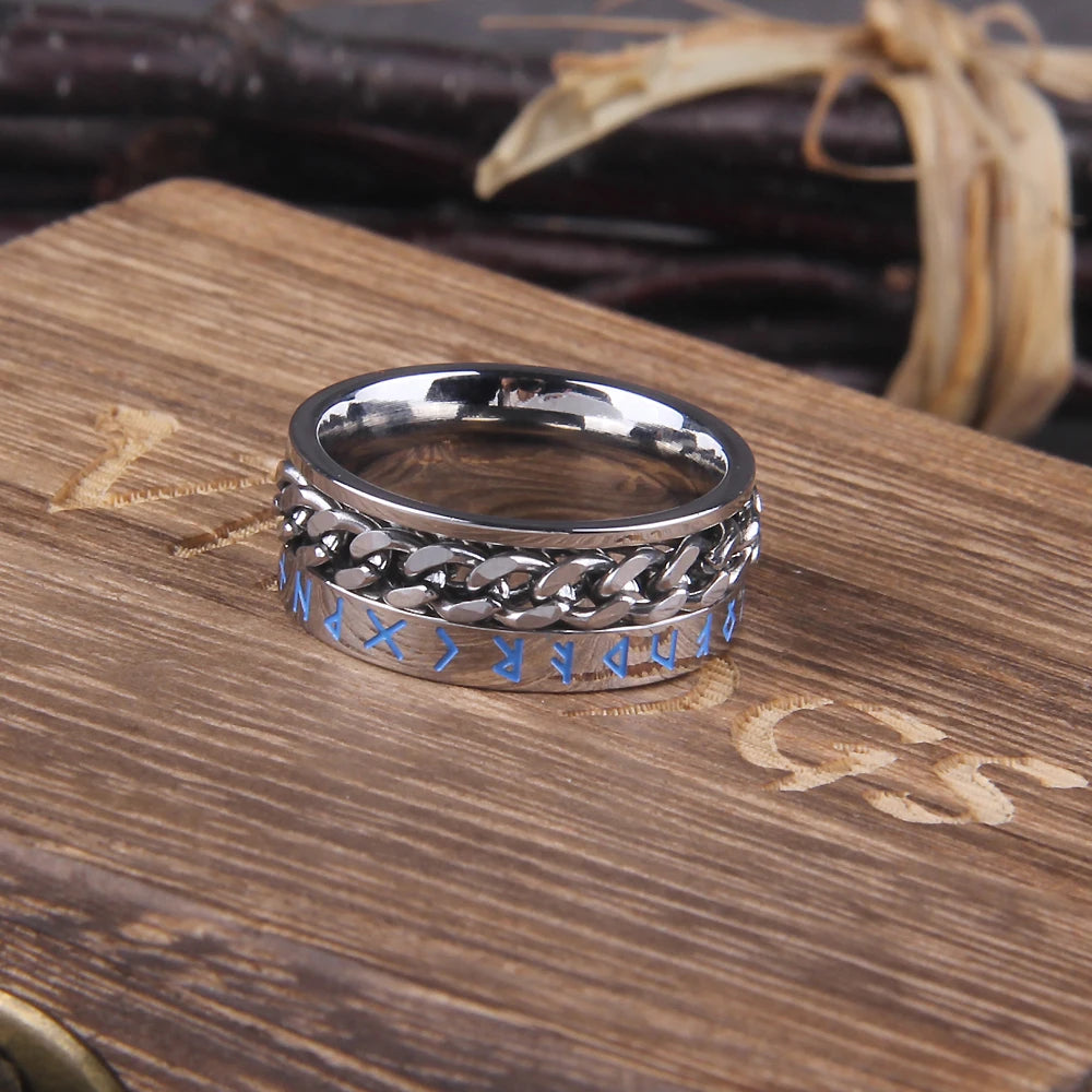 Hot Rotating Chain Punk Style Spinner Viking Ring