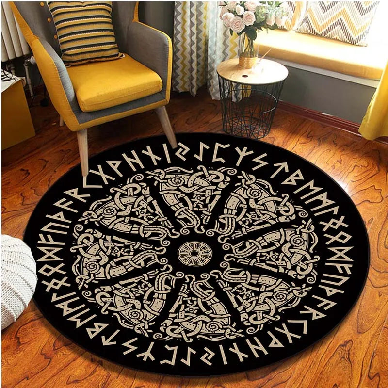 Norre Viking Pattern Circular Area Rug