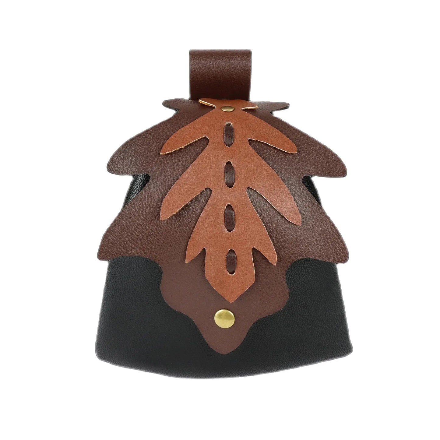 Bolso vikingo con cinturón plegable de hoja de cuero PU