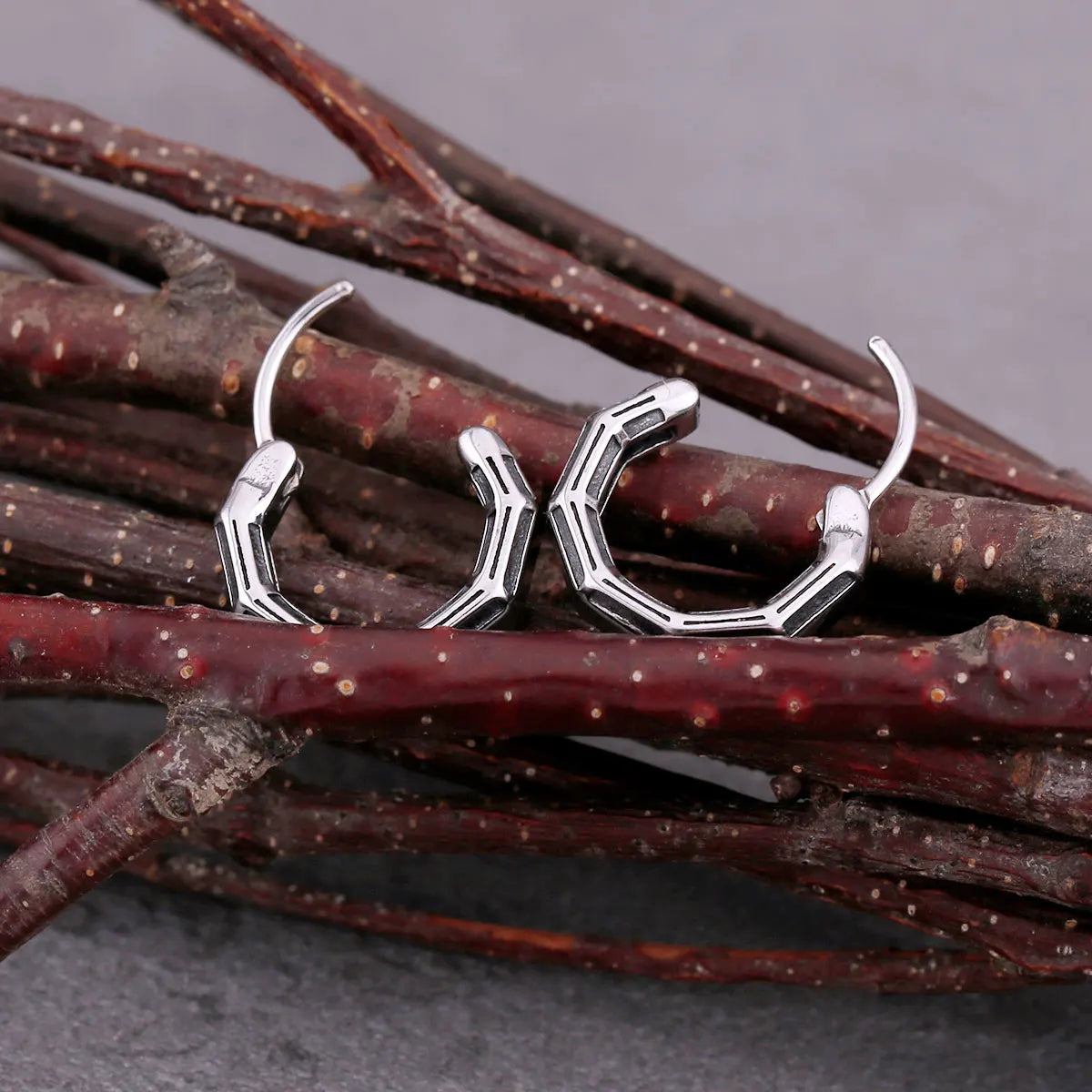 Fashion Bamboo knots Plant Hoop Viking Earrings