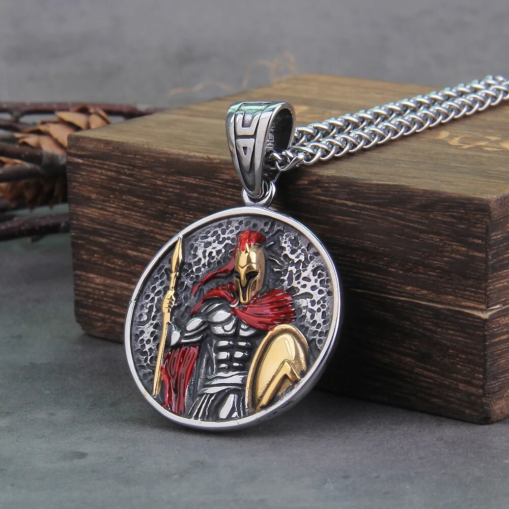 Ancient Warrior Spartan Shield Necklace - TripleViking