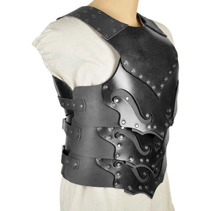 Knight Gladiator Pirate PU Læder Cuirass Cosplay Kostume Outfit Brystplade Viking Armor