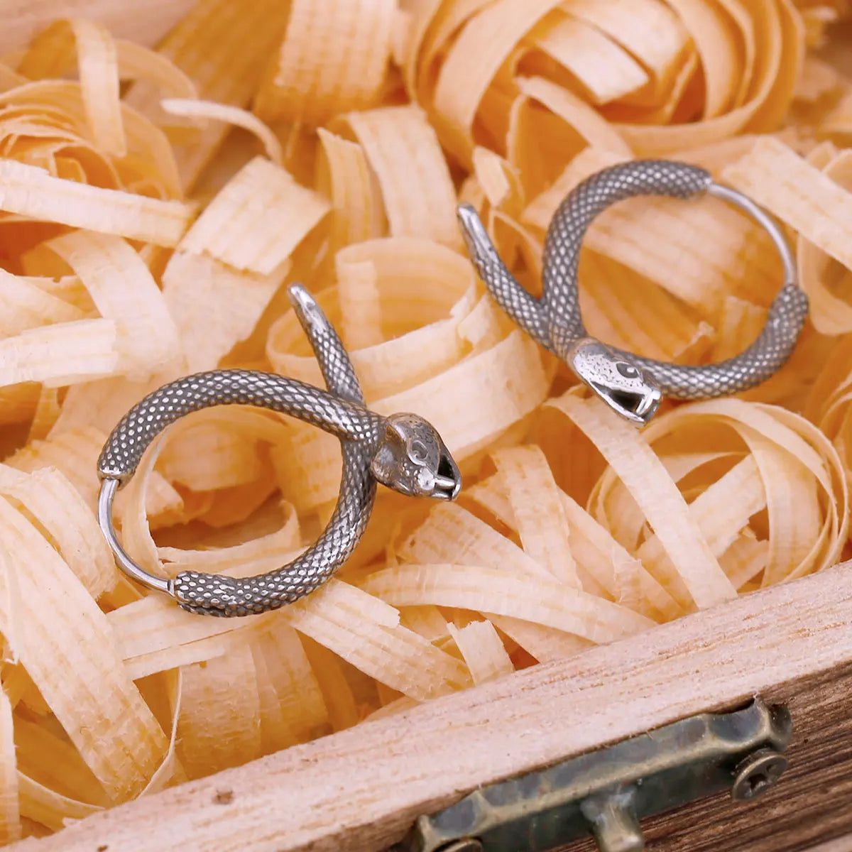 Fashion Viking Street Tail Snake Stainless Steel Earrings