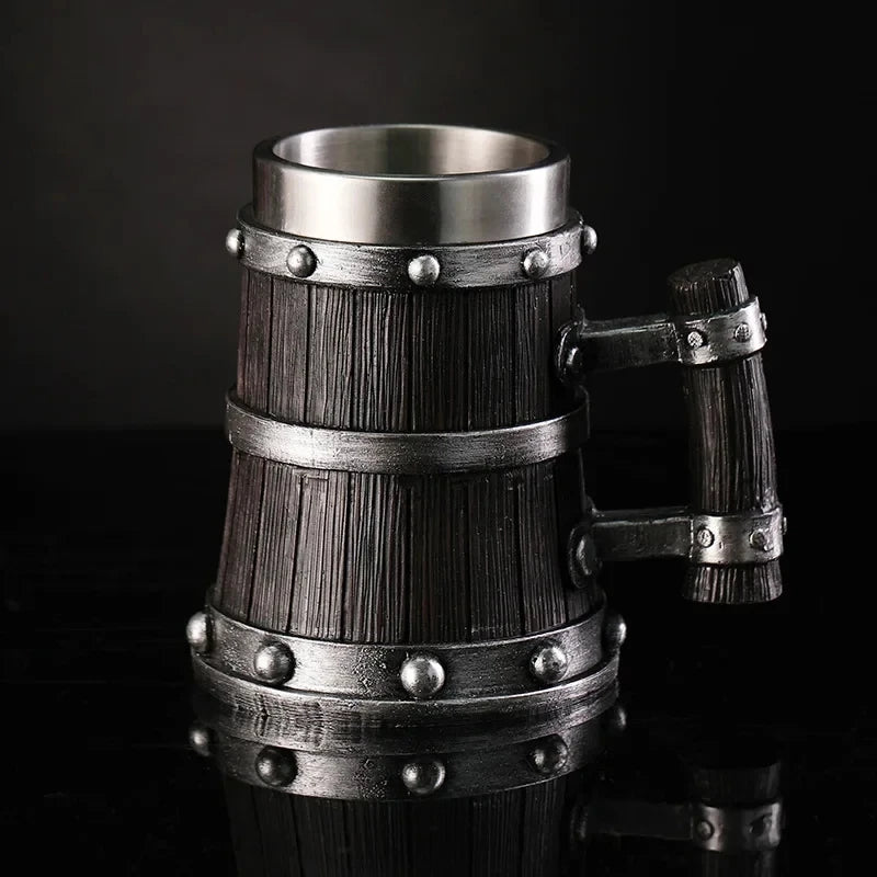 600ml Wood Style Beer Viking Mug