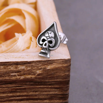 Spade Skull Stud Earrings - TripleViking