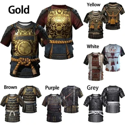 Miesten Retro Samurai Armor 3D-painettu Warrior Viking T-paita